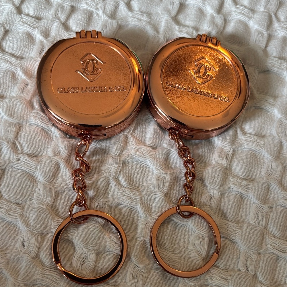 Glass Ladder Rose Gold Retractable Keychain purse hook - Set of 2
